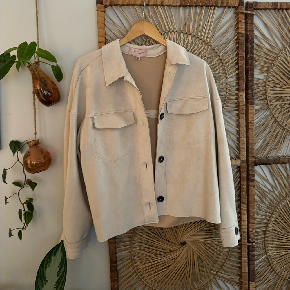 Anthropologie suede like crop jacket